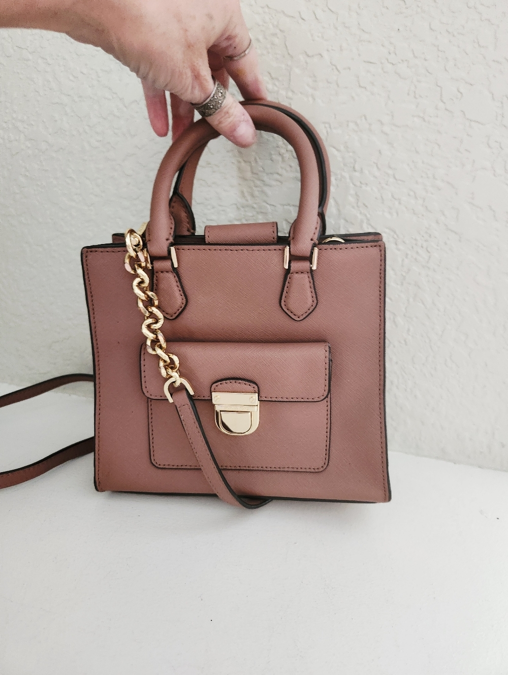 Euc Michael Kors Dusty Rose Crossbody Bag Purse Satchel - Picture 2 of 12